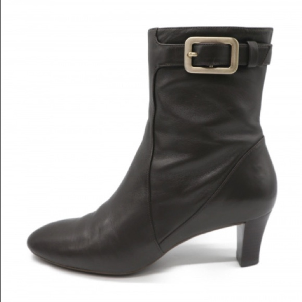 💕Cole Haan Air Side Zip Top Buckle Brown Booties